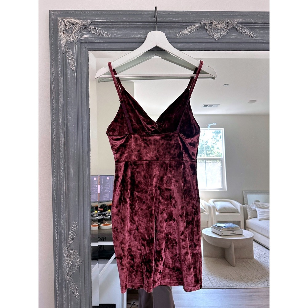 Free People Come Together Knot Twist Front Cutout Velvet Slip Mini Dress Mauve S - Picture 10 of 13